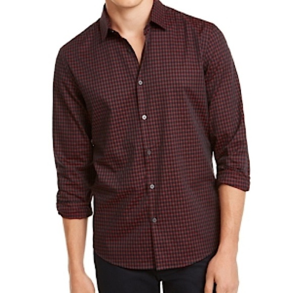 Alfani Men's Regular-Fit Tipped Polo Luke Plaid Casual Button-Down dress Shirts - Picture 2 of 5